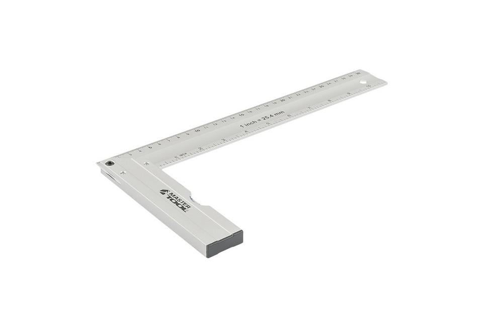 Кутник будівельний алюмінієвий MasterTool 300 мм ручка Al з капсулою 0,5 мм/1м (30-4300)