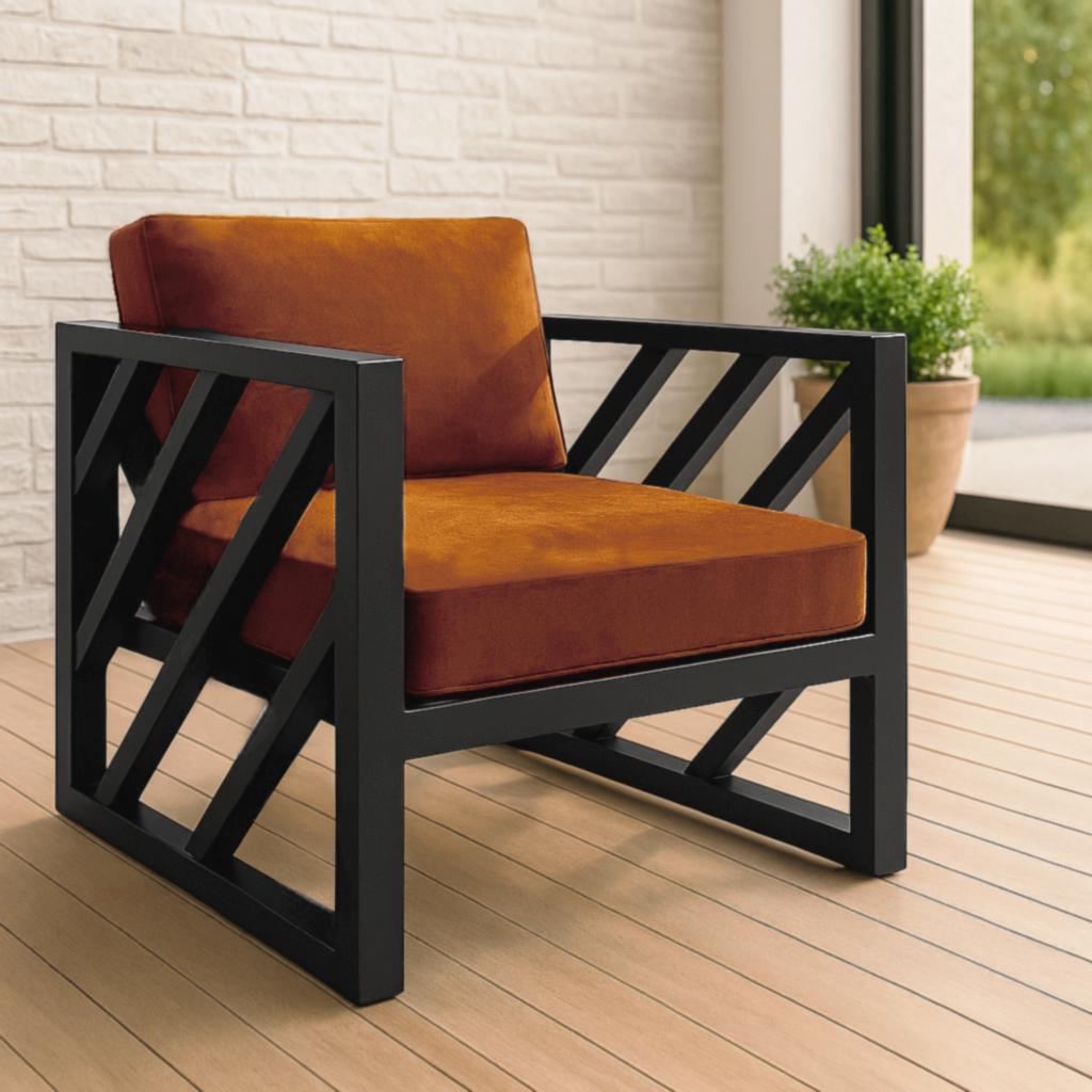 Кресло металлическое ТОБІ ШО Гранд/DV13 с подушками велюр 750х700 ммх700 мм Рыжий/22 (DV13722)