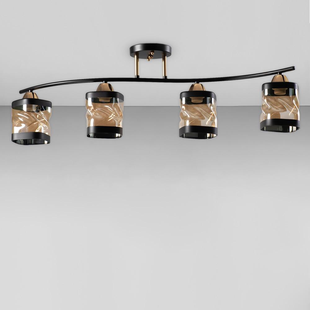Люстра потолочная Light House SC-18742/4 BK/FG 84х23х26 мм Черный/Золотой/Медовый/Черный