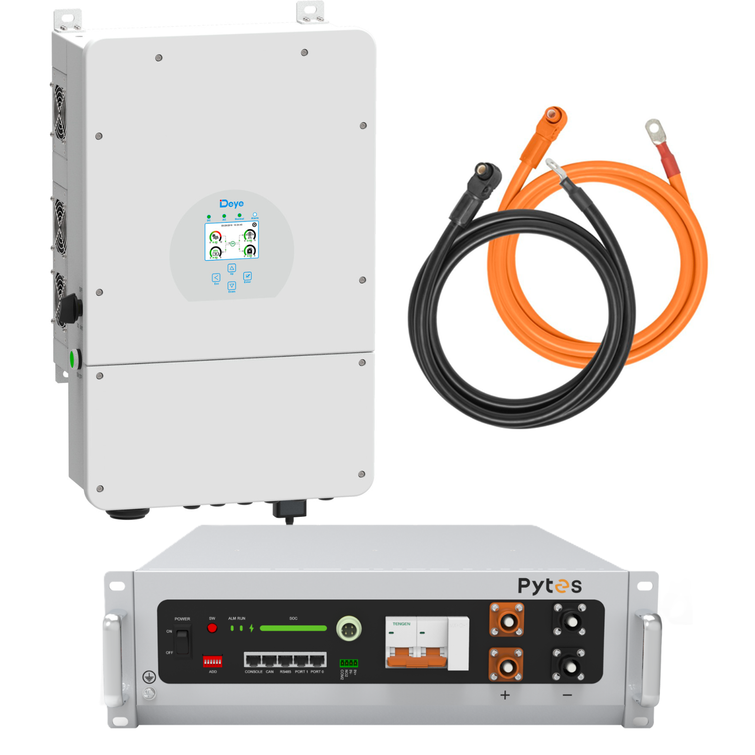 Комплект автономного энергоснабжения Deye SUN-10K-SG02LP1-EU-AM3 10 кВт и Pytes V5°α Plus H+ 5,12 кВт/год LiFePO4
