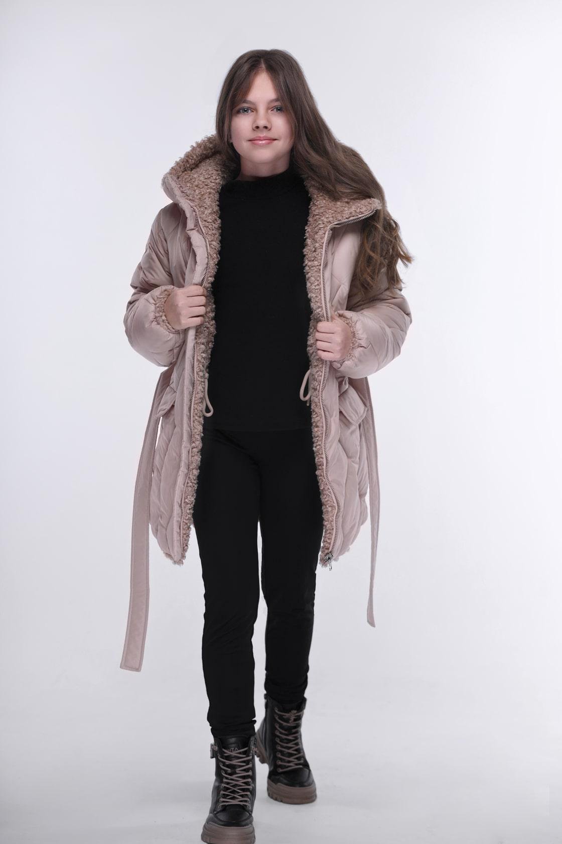 Куртка дитяча Cvetkov Амелія з капюшоном 128 см Бежевий (2000000218076)