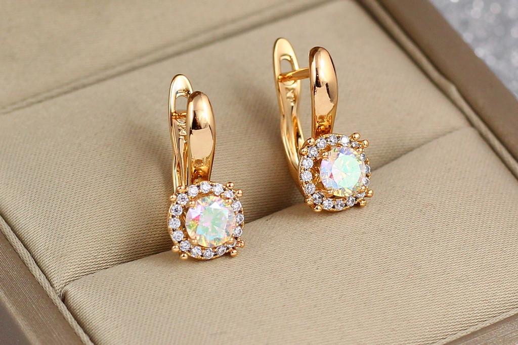 Серьги Xuping Jewelry Хамелеоны светлые вокруг с белыми фианитами 1,7 см Золотистый