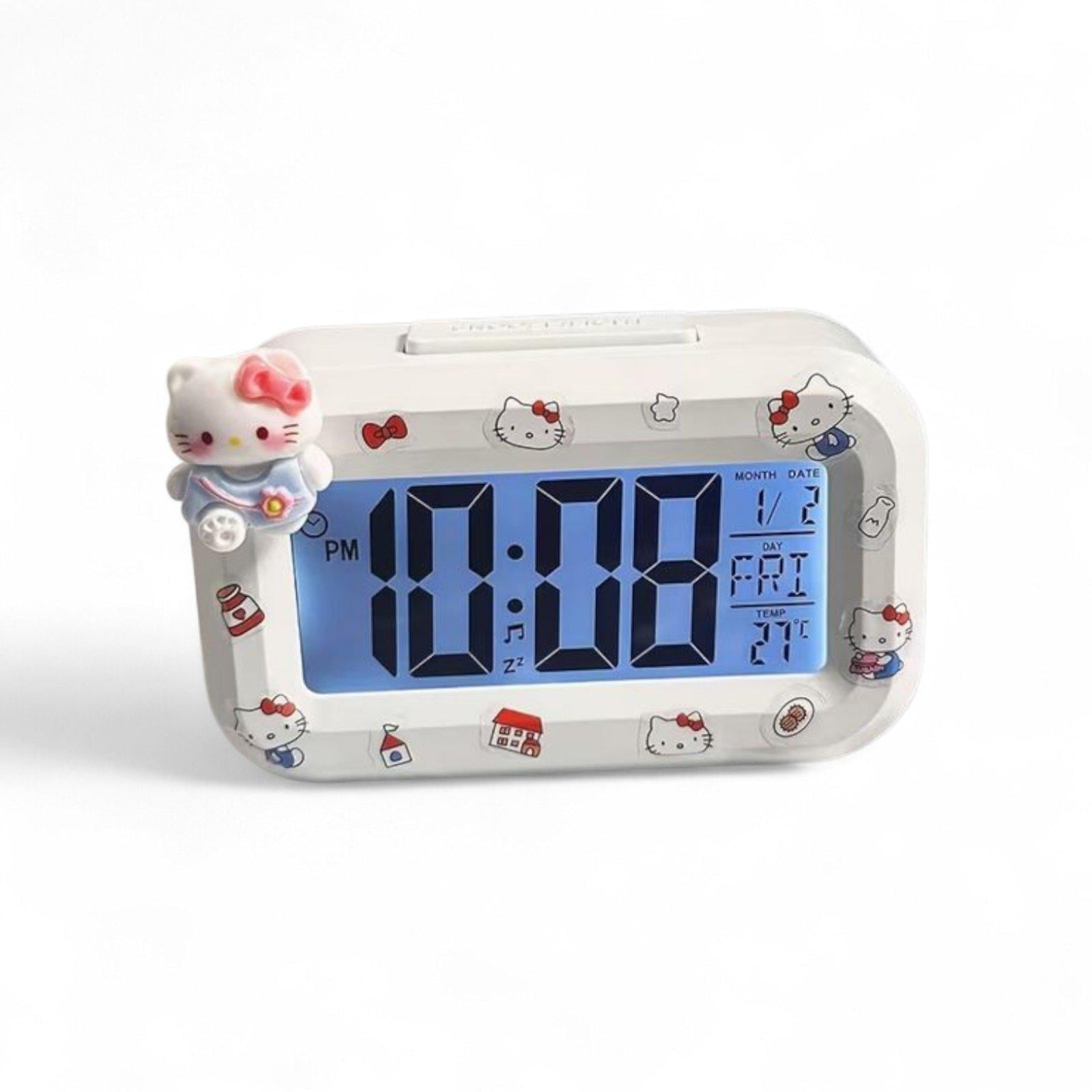 Часы с термометром и подсветкой Hello Kitty Белый (ZL-2110)