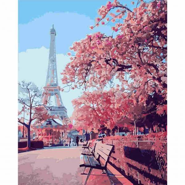 Картина по номерам Strateg Цветущий Париж 40х50 см в термопакете (VA-1426-mt)
