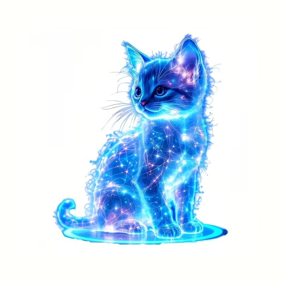 Декоративная наклейка Кот звездное небо светится в темноте для автомобилей/мотоциклов 13х13 см Синий (3000004015)