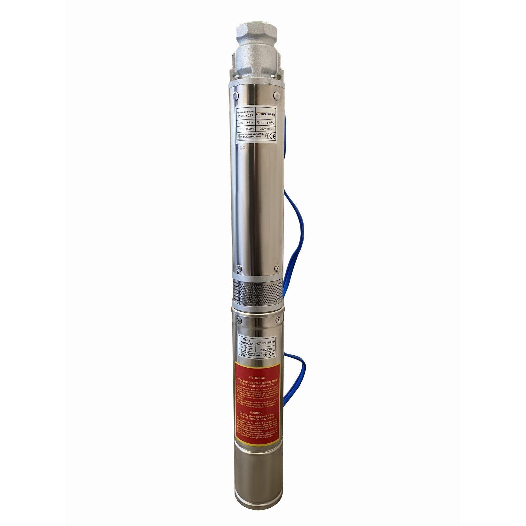 Насос скважинный с повышенной стойкостью к песку Optima PM 4QJm4/9 0,55 кВт 64 м и 1,5 м кабель (000017625)