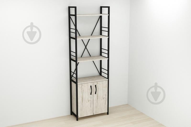 Этажерка 4/60 Ferrum-decor Серии Конект с тумбой  179x60x28 Черный ДСП Шервуд (FD1064)