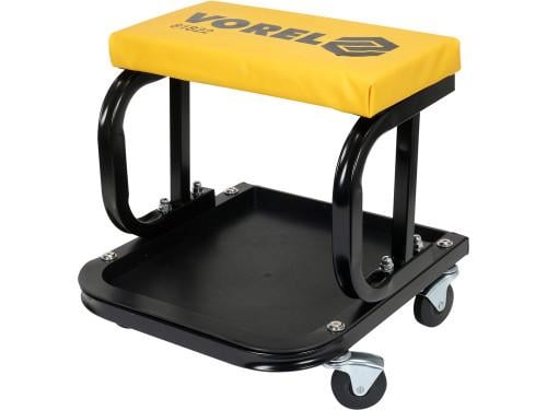 Табурет Vorel на 4 колесах с полкой для инструментов/нагрузка 115 кг/седло 355x195x40 мм (81822)