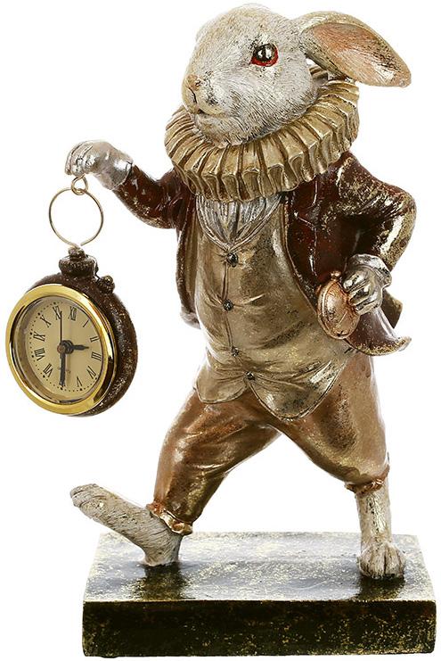 Статуэтка Белый Кролик с Часами с золотой талией 15х10х24 см
