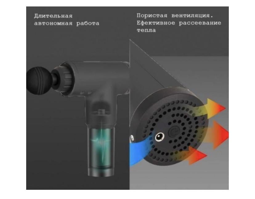 Массажер-пистолет портативный Fascial Gun KH-320 ручной для тела с насадками (12838144) - фото 2