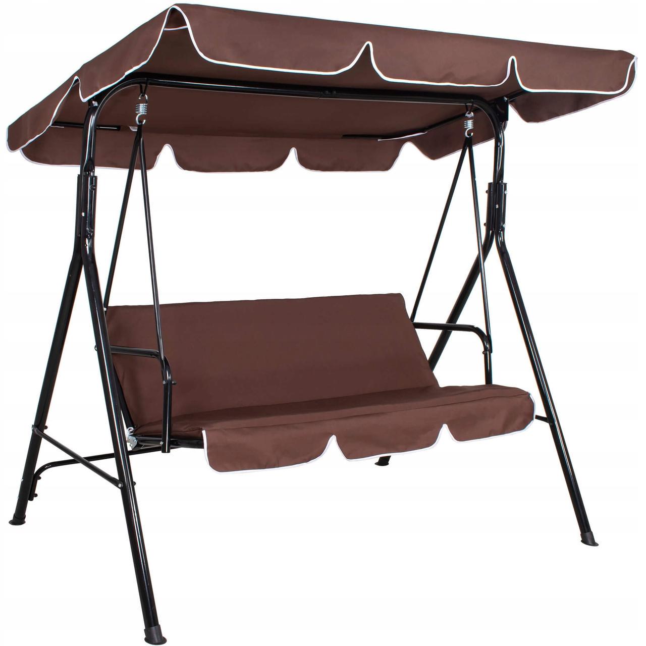 Гойдалка-диван садова з навісом Springos Luna GS0018 тримісна 150x170 см Коричневий