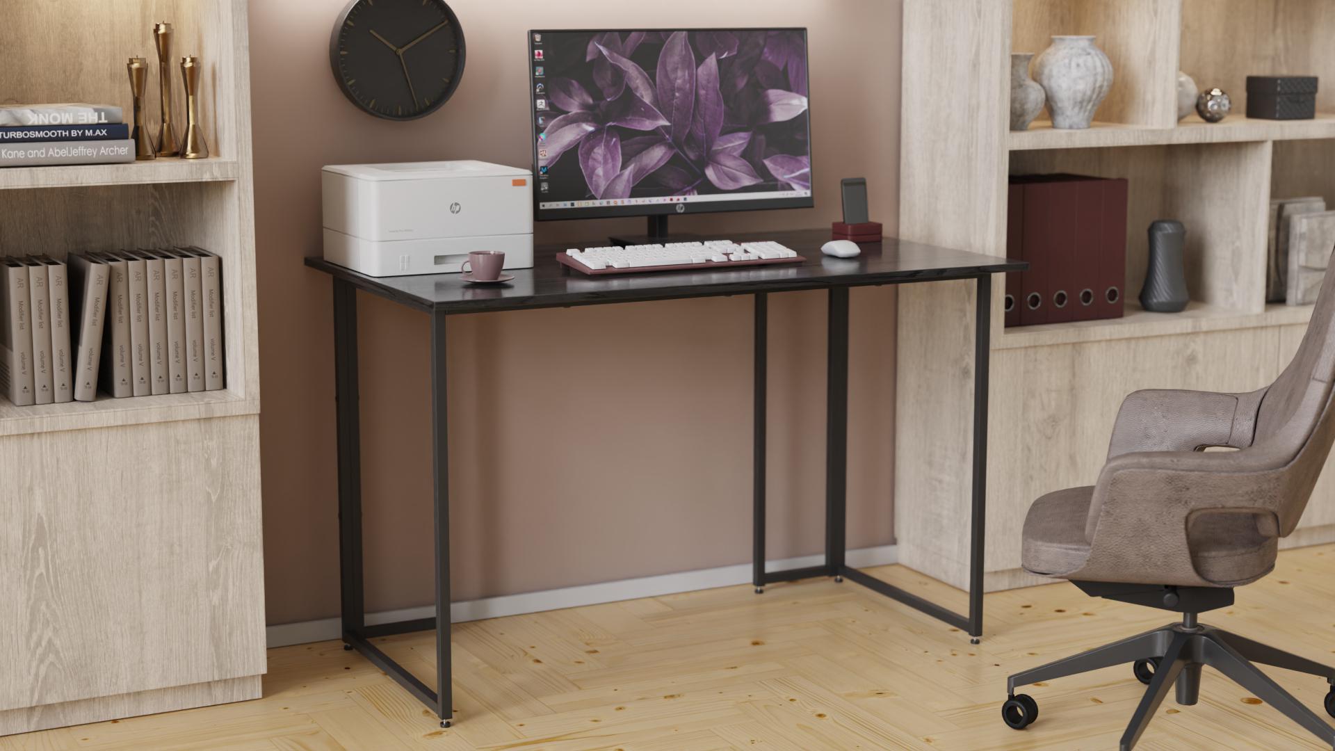 Компьютерный стол Ferrum-decor Ханна ДСП 16 мм 75x140x70 см Черный/Сосна Кембра (FRD-103525) - фото 5