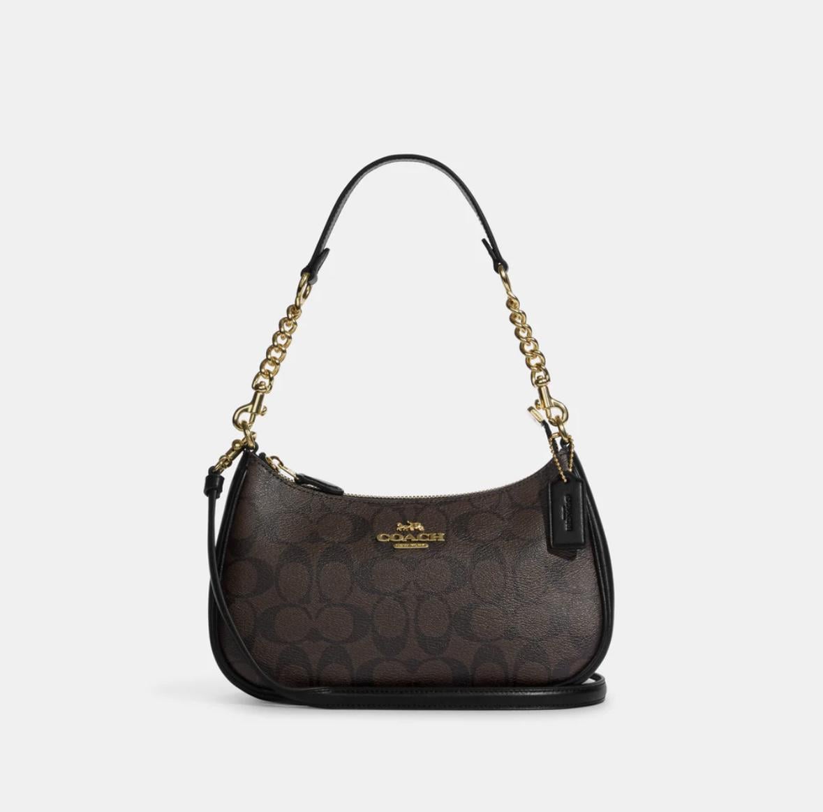 Сумка женская Coach Teri Shoulder Bag In Signature Canvas CA548 Коричневый (722007)