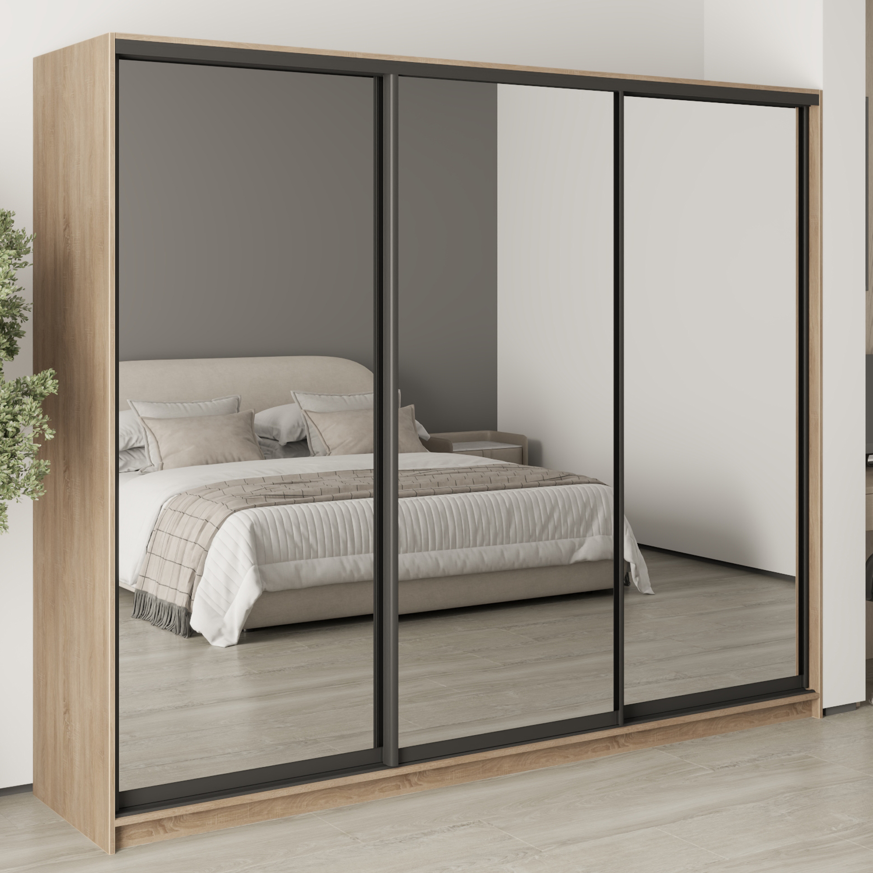 Шкаф-купе трехдверный Mebel Star Комбо BG MBS-9285 250х60х210 см Дуб сонома (1009274)