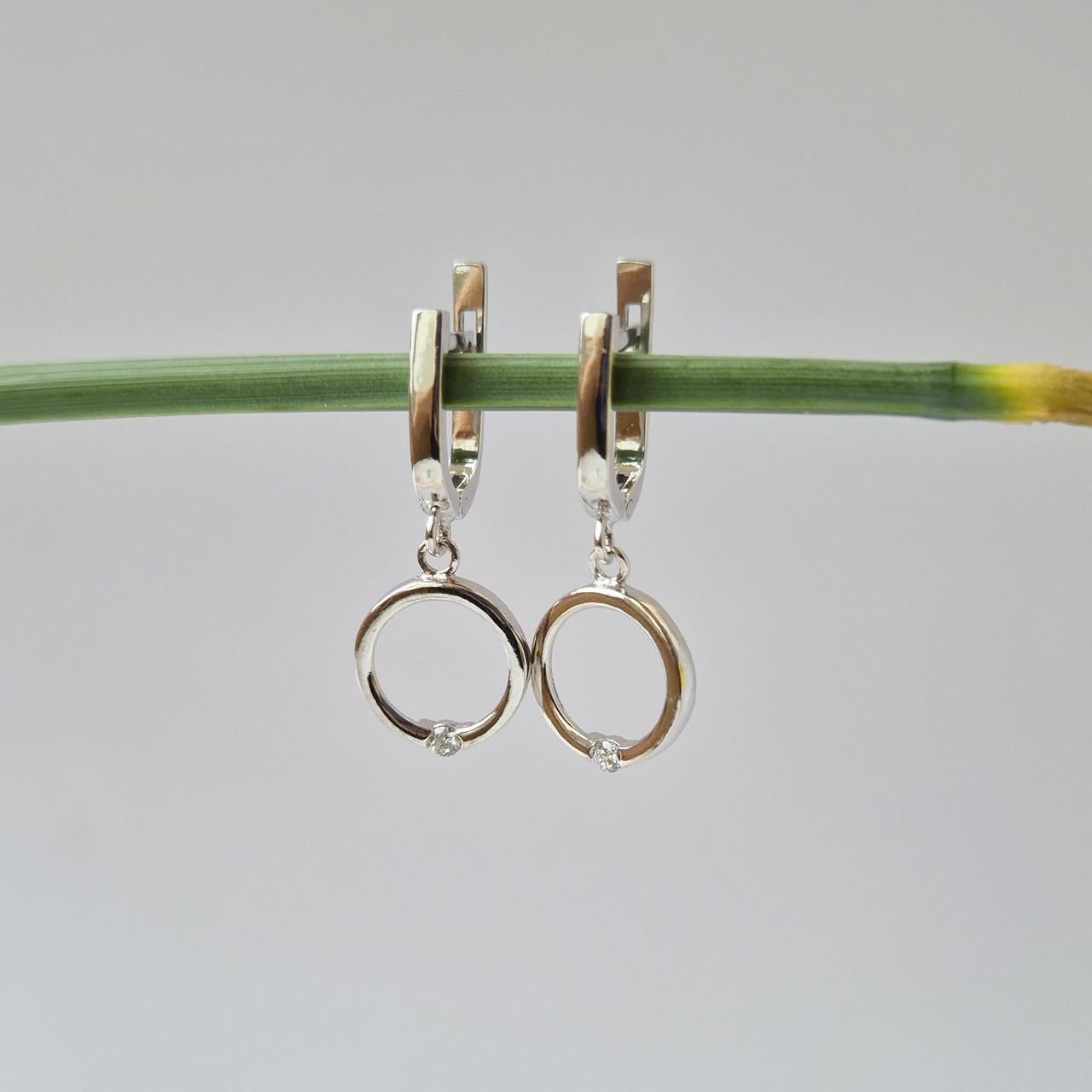 Сережки з підвіскою коло срібло 925 проби родоване 3,70 г (5145р)