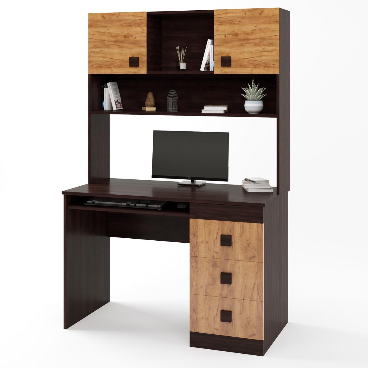 Стол письменный с надстройкой Эверест Соната Венге темный/Дуб крафт золотой (DTM-2627)