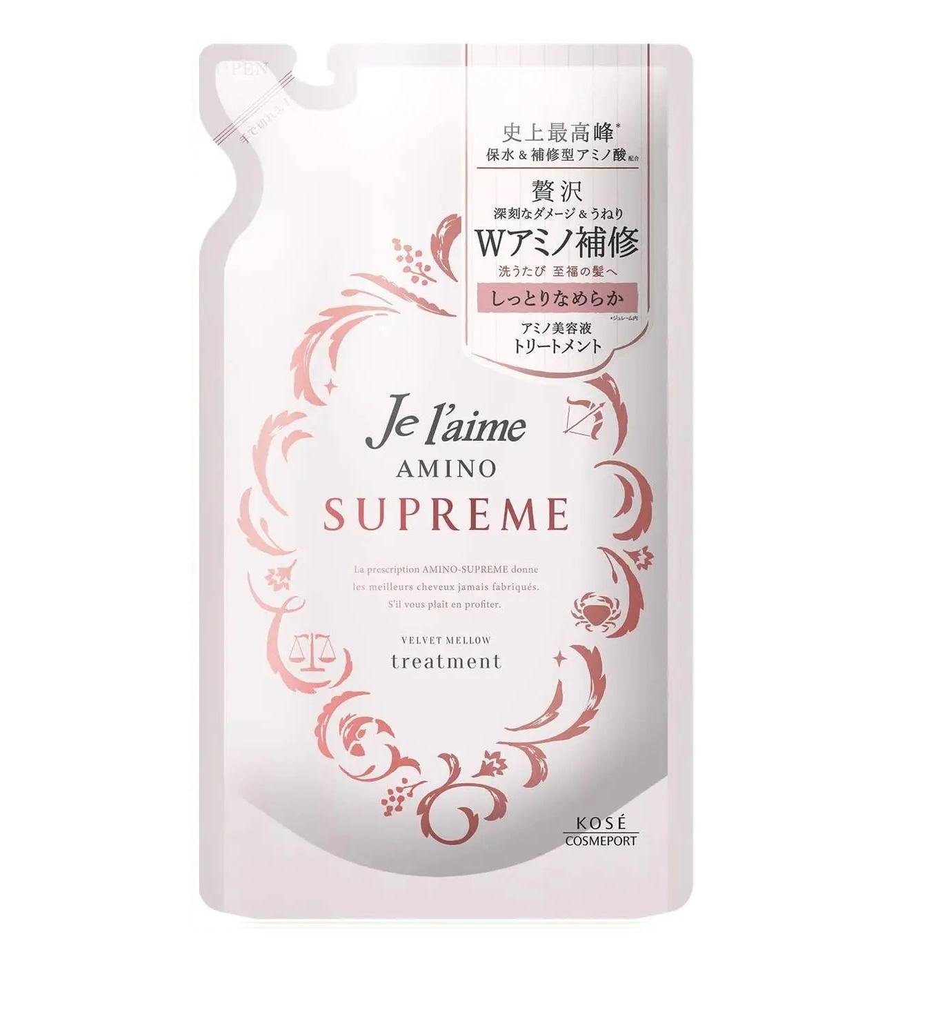 Восстанавливающий шампунь для поврежденных волос Kose Cosmeport Je l'aime Amino Supreme Velvet Mellow 350 мл (4971710395891)