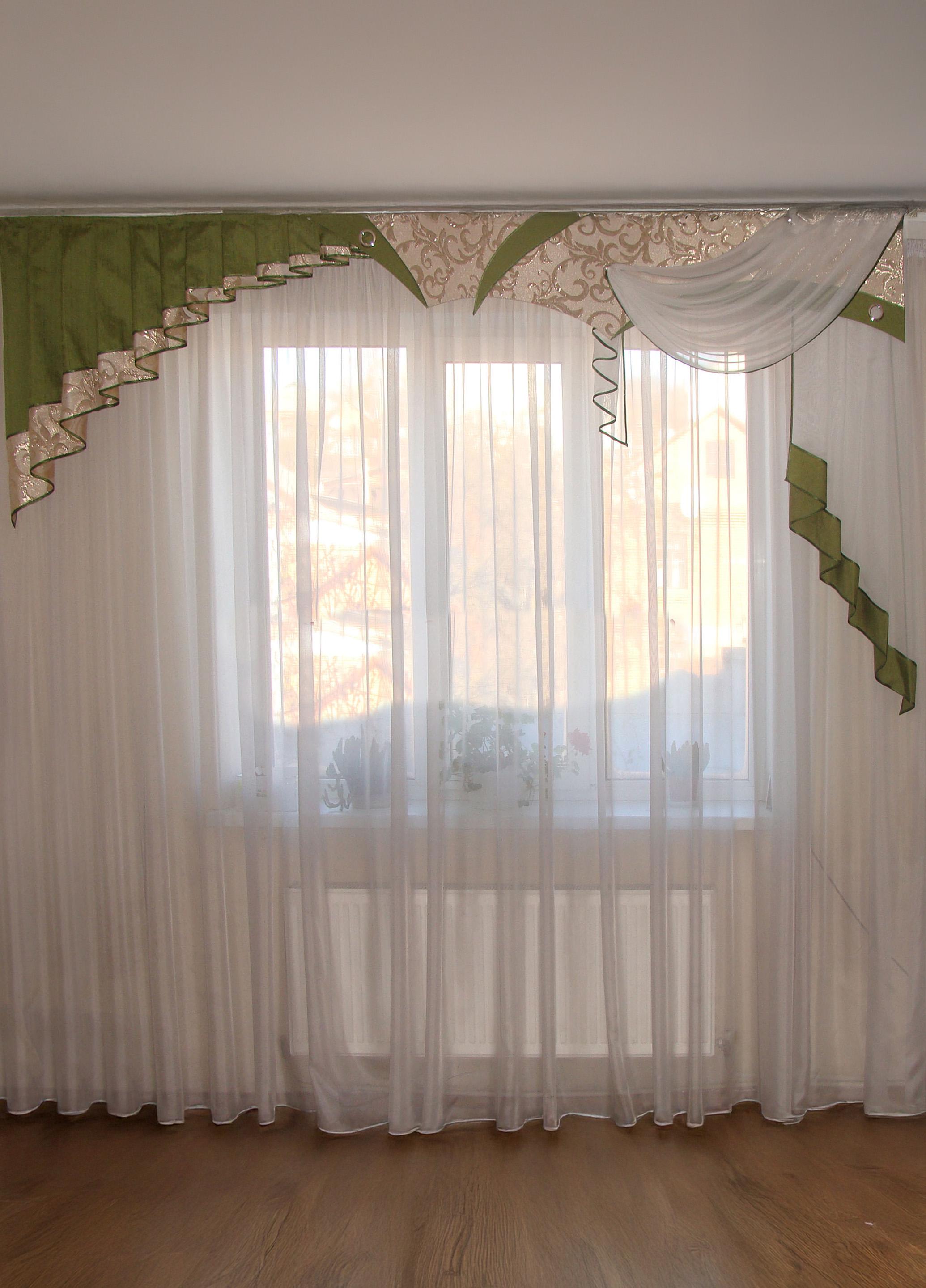 Ламбрекен жорсткий Firanka Ексклюзив 250 см Бежево-зелений (15ж)