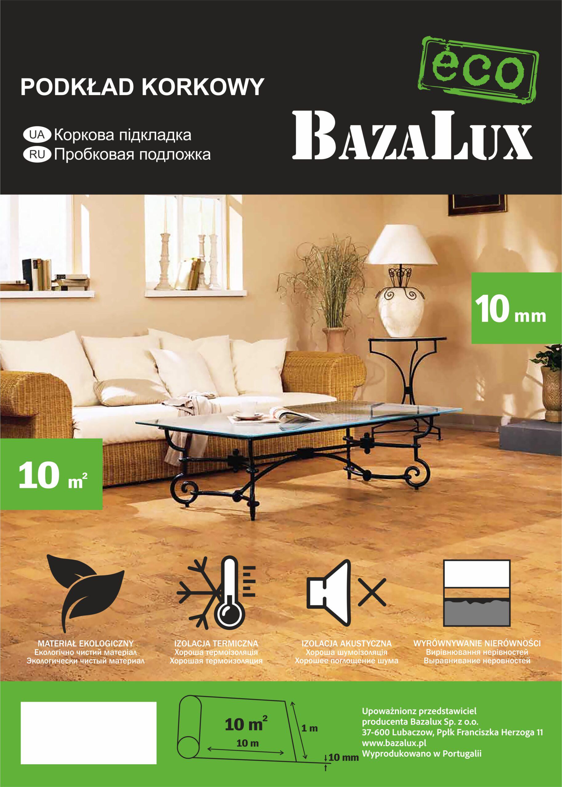 Подложка пробковая BazaLux Eco 10000х1000х10 мм 10 кв. м/рулон (12579) - фото 2