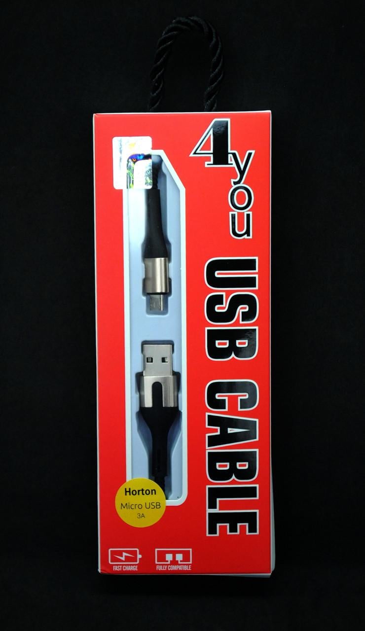 Кабель 4you USB-Micro USB Horton 3A Черный - фото 2