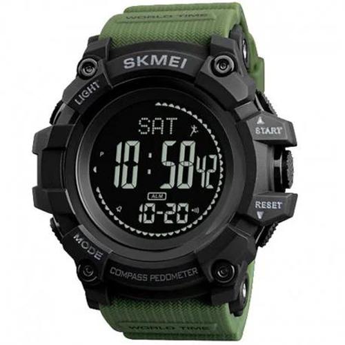 Наручний годинник чоловічий з підсвічуванням Skmei 1356AG Compass Black/Green (582542)