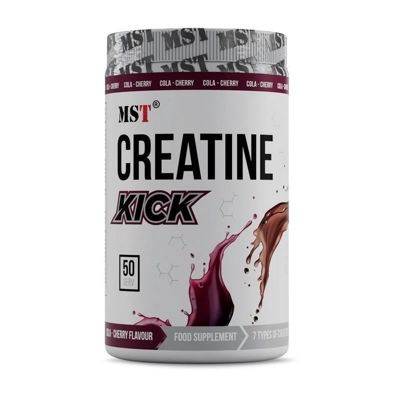 Креатиновий комплекс с 7 формами креатину и вуглеводами MST Creatine Kick 500 г Кола/Вишня