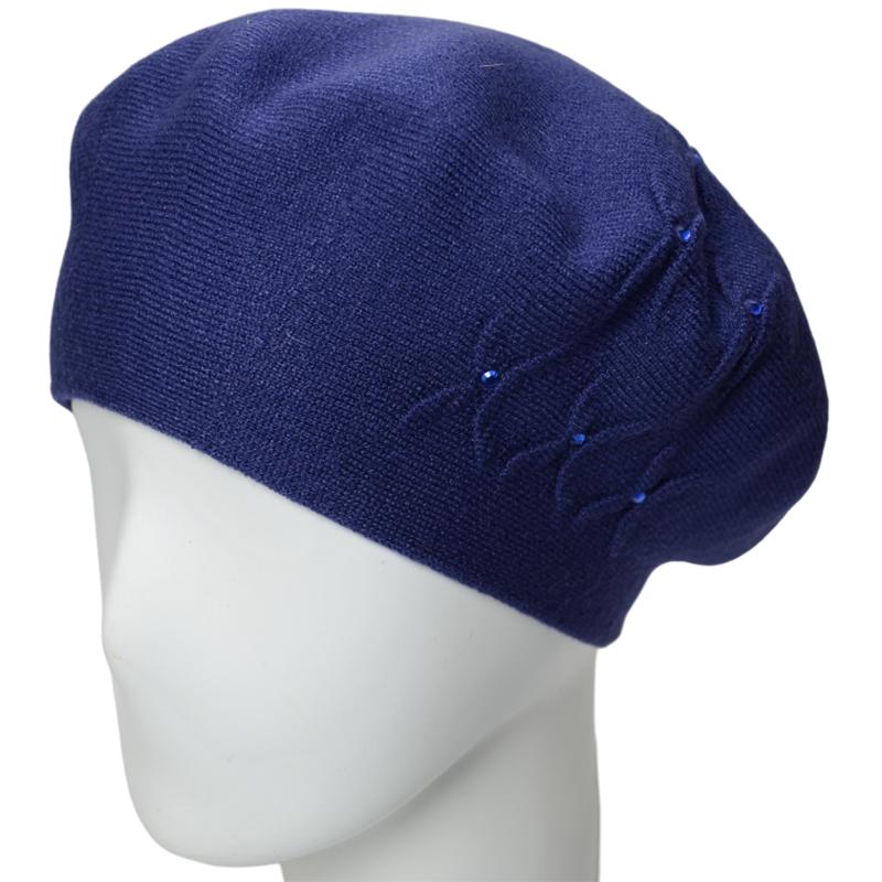 Берет женский из вискозной пряжи -Бінго Novita Бинго L р. 57-58 Синий