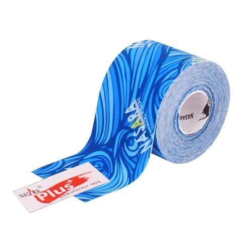 Кинезио тейп усиленный Nasara Plus с принтом 5 см х 5 м Cиняя волна (ND002)