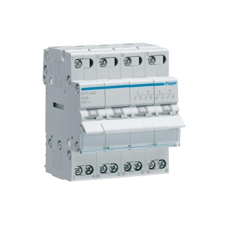 Переключатель Hager SFT440 трехпозиционный 4p 40А I-0-II для ввода резерва генератора (1719123386)