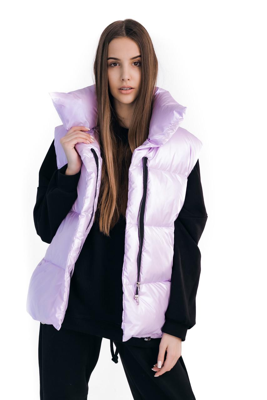 Жилетка женская "Zefir" длинная яркая безрукавка хамелеон Лиловый