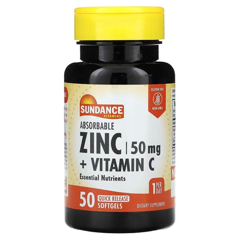 Цинк + Вітамін С Sundance Vitamins Absorbable Zinc + Vitamin C 50 Quick Release Softgels