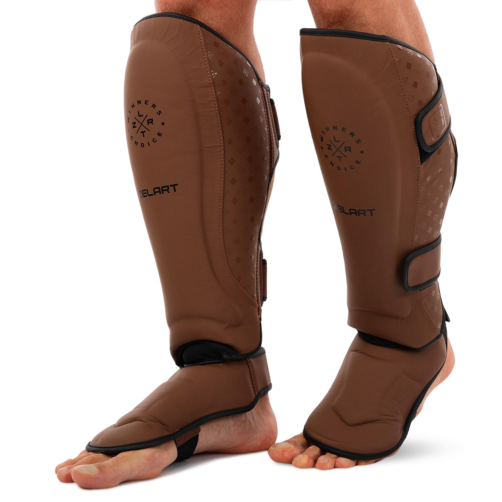 Защита голени и стопы для единоборств Zelart BO-3874 L Коричневый-черный