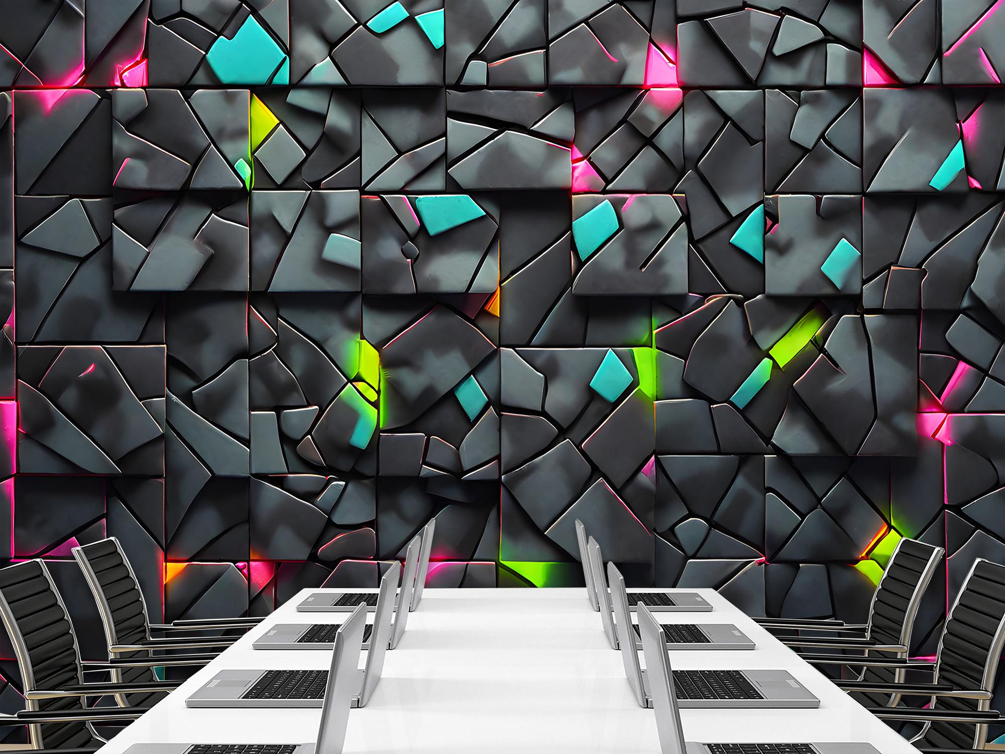 Фотообои флизелиновые геометрические темные с яркими элементами 315х210 см (SPF-069/5)