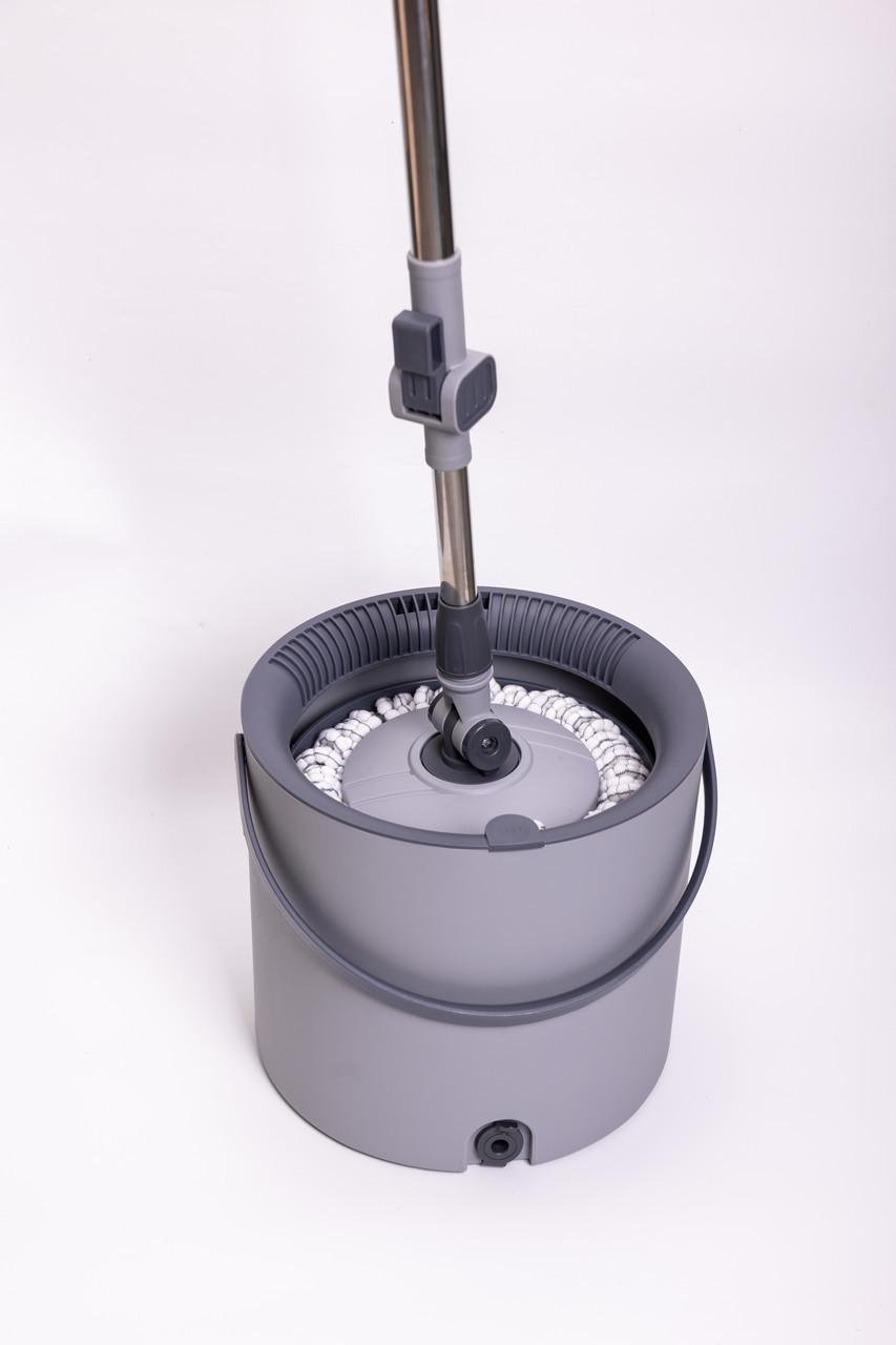 Набор для уборки с круглой телескопической шваброй из микрофибры и ведром с отжимом для пола (HP-35015-22) - фото 2 Набор для уборки с круглой телескопической шваброй из микрофибры и ведром с отжимом для пола (HP-35015-22) - фото 2