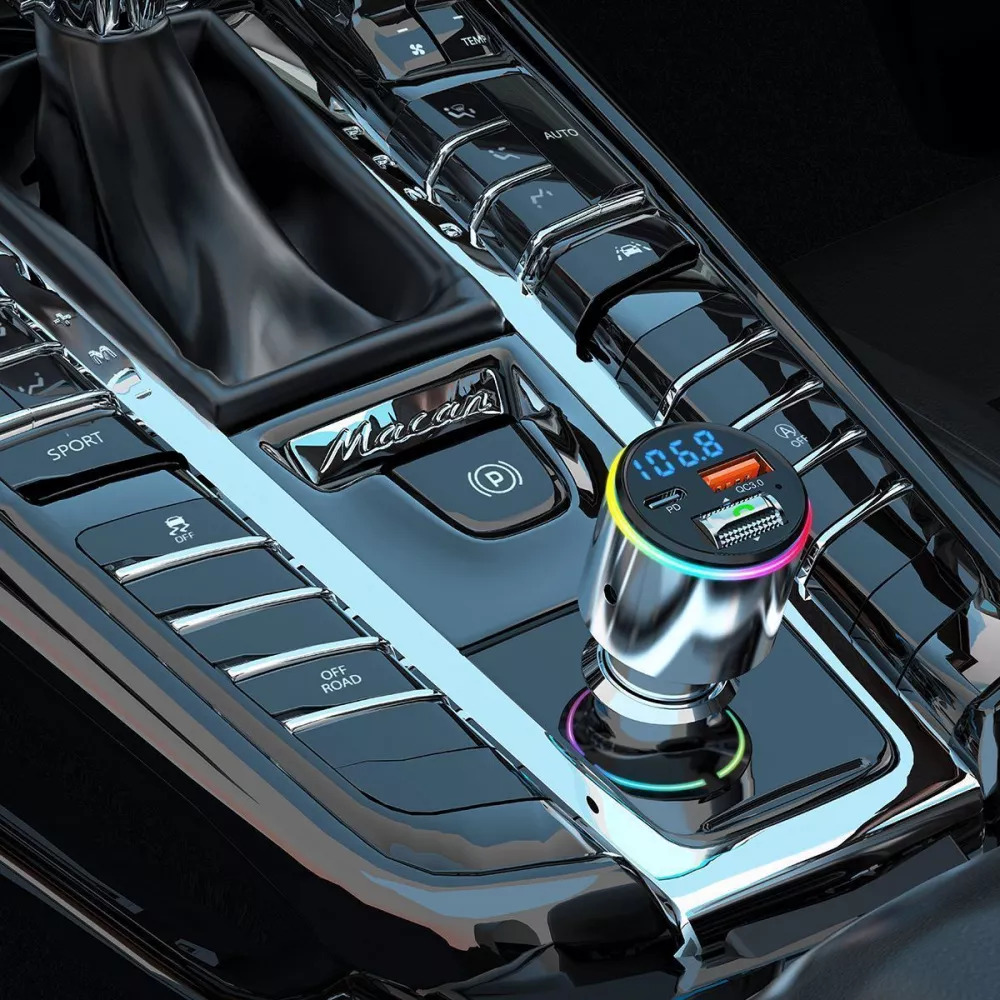 Зарядний пристрій в автомобіль в автомобіль Proove FM Launcher 30 Вт з RGB-підсвічуванням Silver (27316827) - фото 7