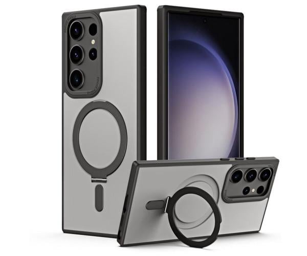 Чехол - накладка Magsafe Magnetic Ring для Samsung Galaxy S23 Ultra с магнитным кольцом Черный