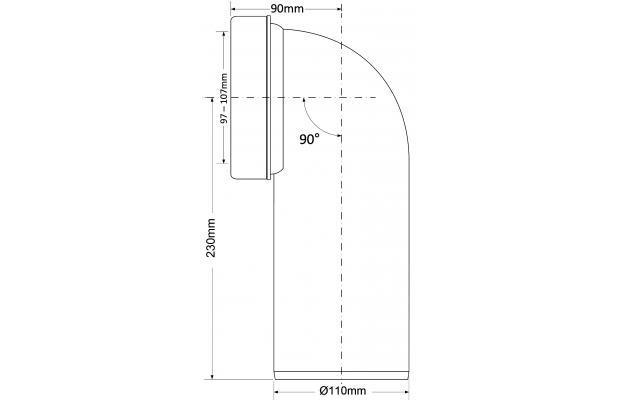 Колено для унитаза Mcalpine 230 мм под углом 90 без уплотнителя (WCE-CON9) - фото 2
