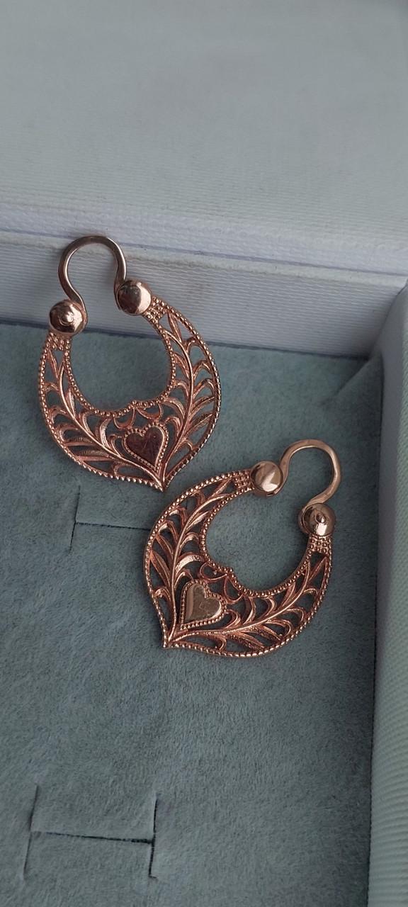 Срібні сережки калачі Серце 925 проби в позолоті дукачі (2824255863) - фото 5