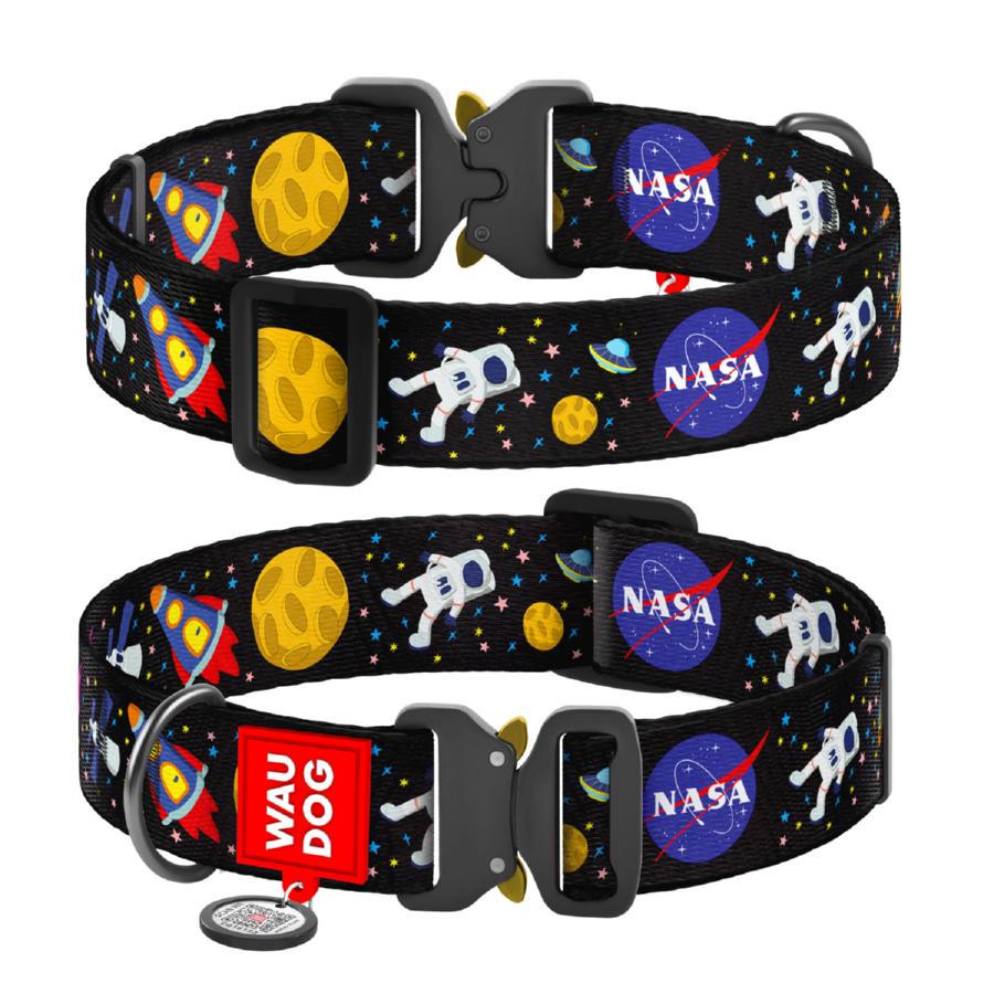 Ошейник для собак нейлоновый Waudog Nylon NASA с QR паспортом XXL