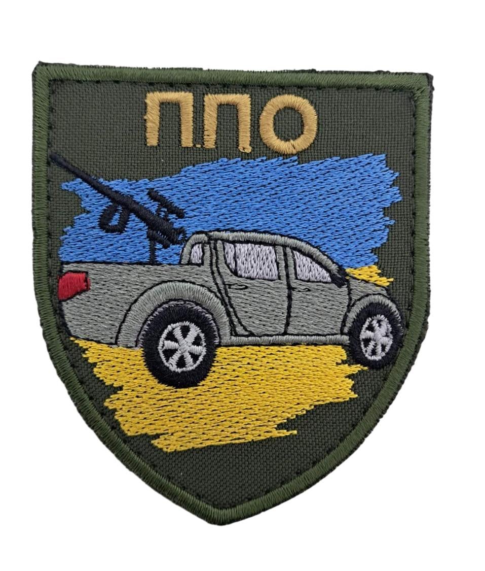 Шеврон ПВО 8х7 см Олива (15235)