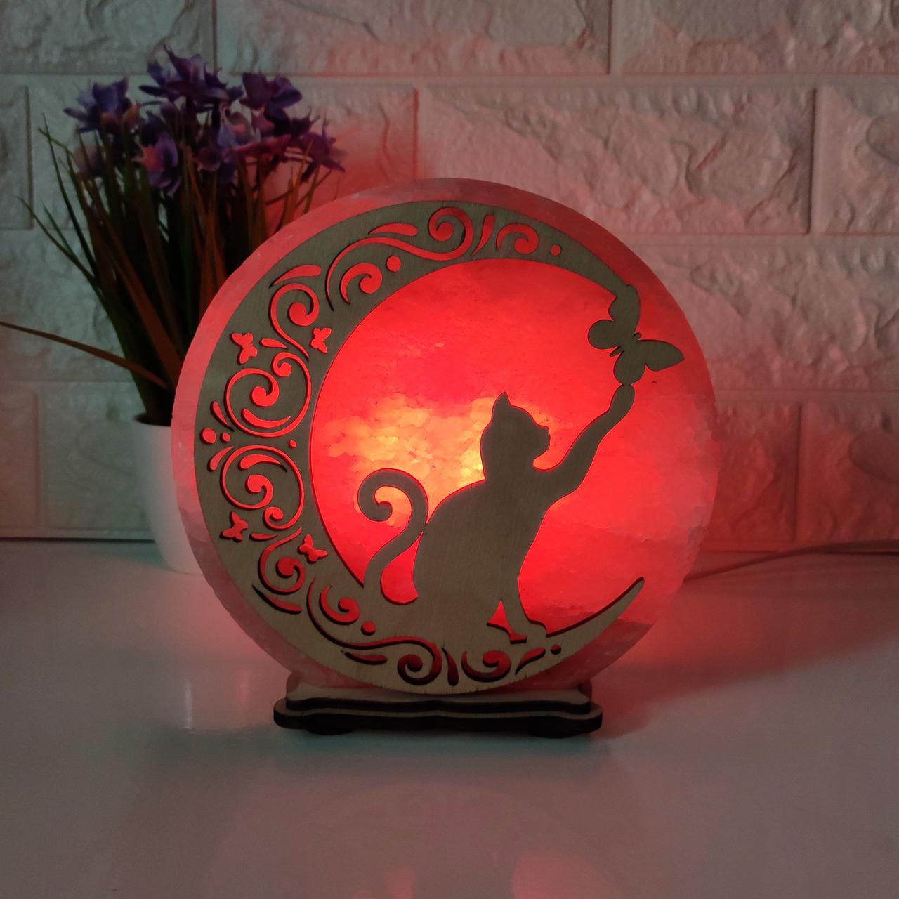 Соляной светильник Кот и бабочки (KБ-00025-r)