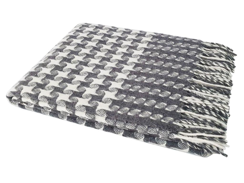 Плед шерстяной Vladi Эльф No6S Carambola 200х220 см Бело-серый (22537)