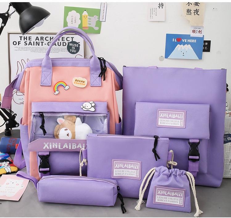 Школьный рюкзак для девочки 5в1 Trendy сумка-шопер/пенал/бананка Oxford Фиолетовый (1576390345)