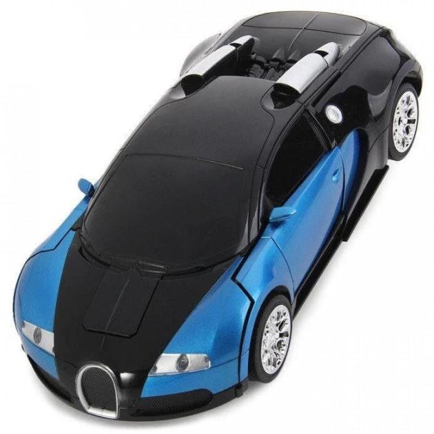Машинка трансформер Bugatti Robot Car Size 1:12 с пультом Черно-синий