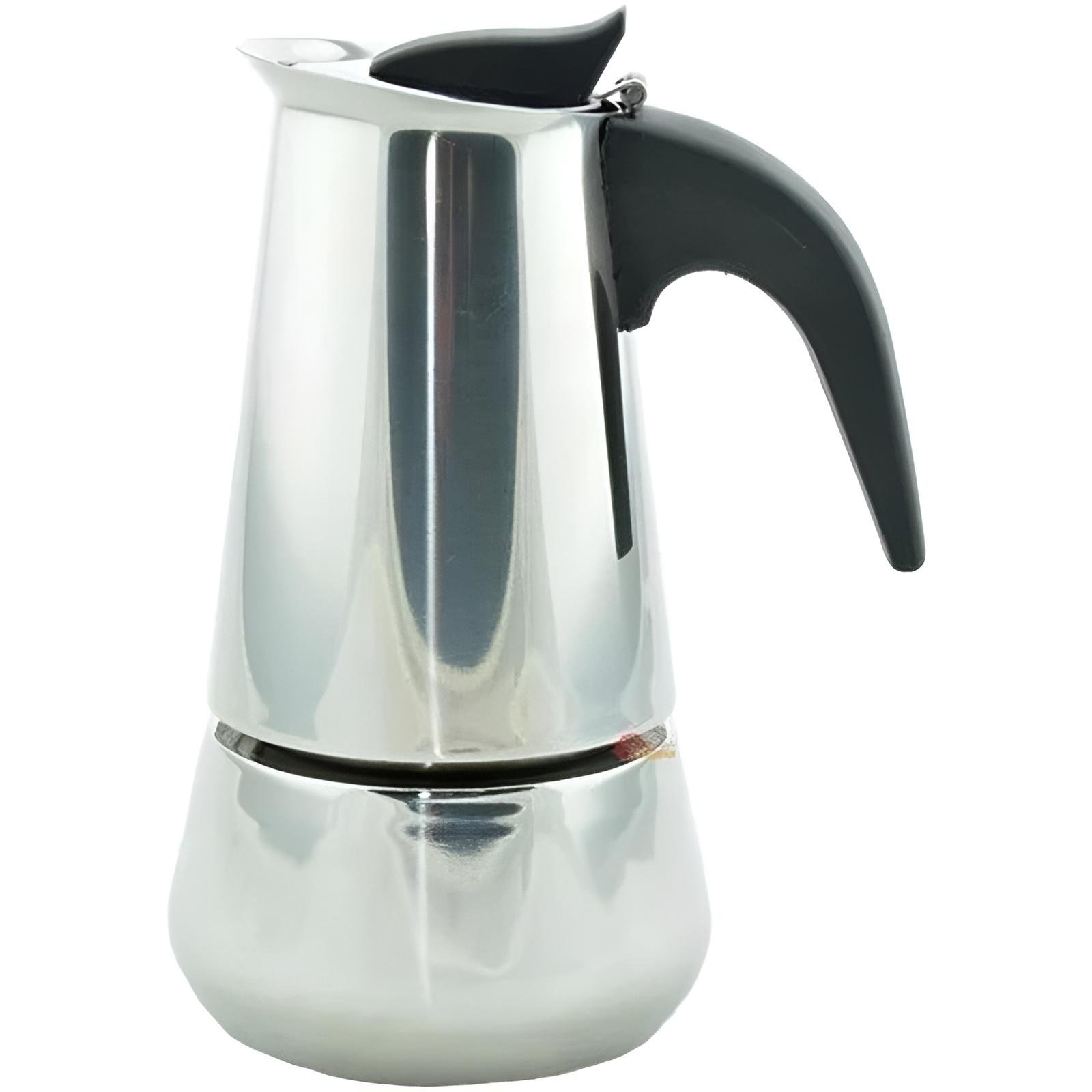 Гейзерна кавоварка ручна Kayfovo CF-200 на 4 чашки для газової та електроплити з нержавіючої сталі 200 мл (29112) Гейзерна кавоварка ручна Kayfovo CF-200 на 4 чашки для газової та електроплити з нержавіючої сталі 200 мл (29112)