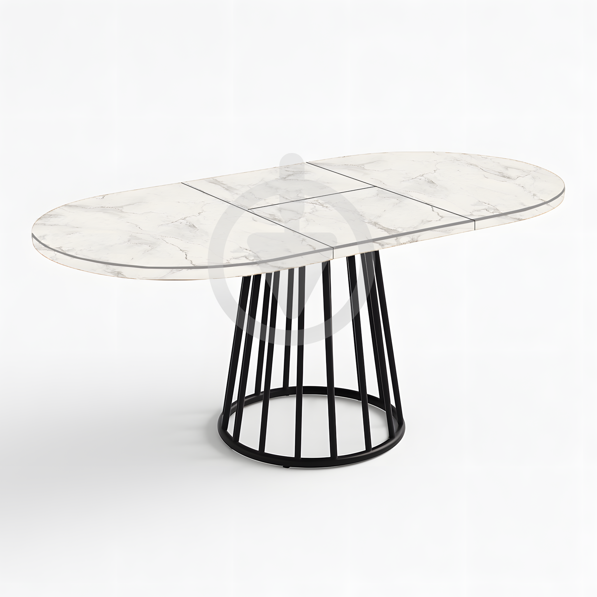 Стол кухонный раскладной RoMax Elegant Slide 110x75/140x75 см Loft Мрамор Кристалл/Черный - фото 3