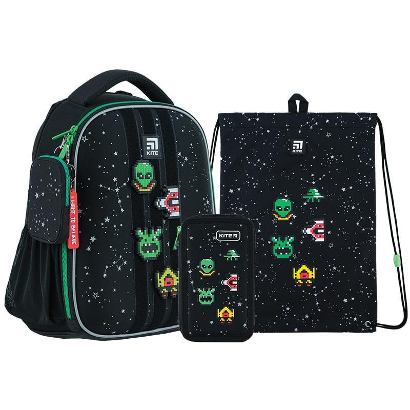 Набір шкільний для хлопчика молодших класів KITE SET_K24-555S-7 UFO рюкзак/пенал/сумка для взуття (2296749425)