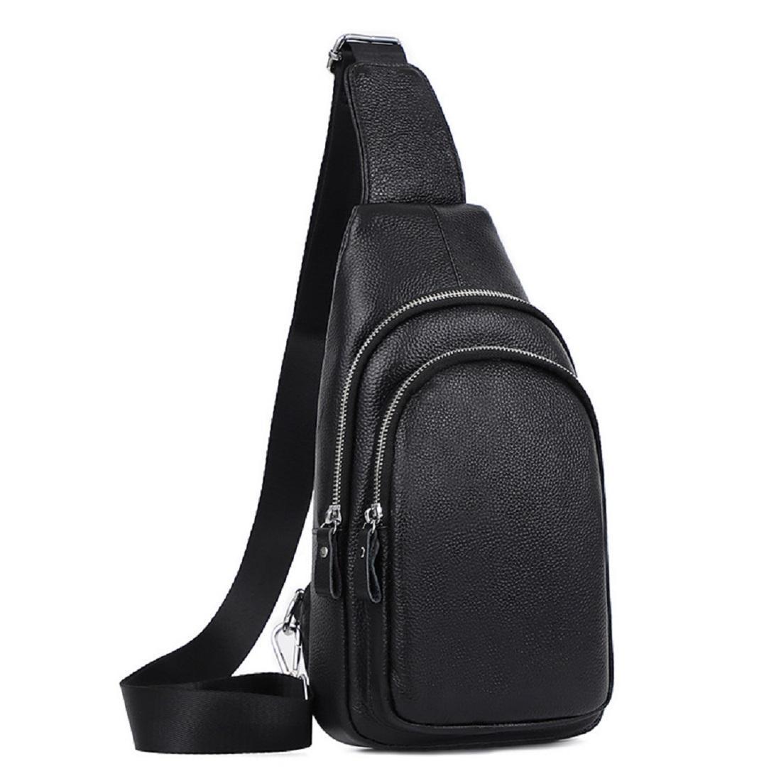 Рюкзак-слінг чоловічий шкіряний Tiding Bag A25-6602A Чорний (2656558961)