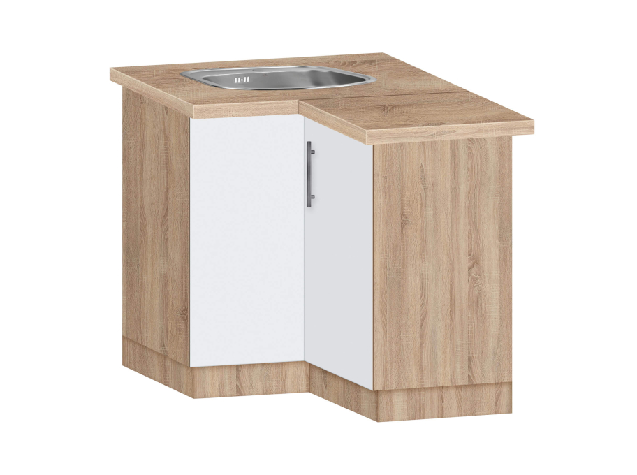 Тумба кутова кухонна №2 МАКСІ-МЕблі з врізною мийкою квадрат зі стільницею Дуб сонома/Білий гладкий (5103425)