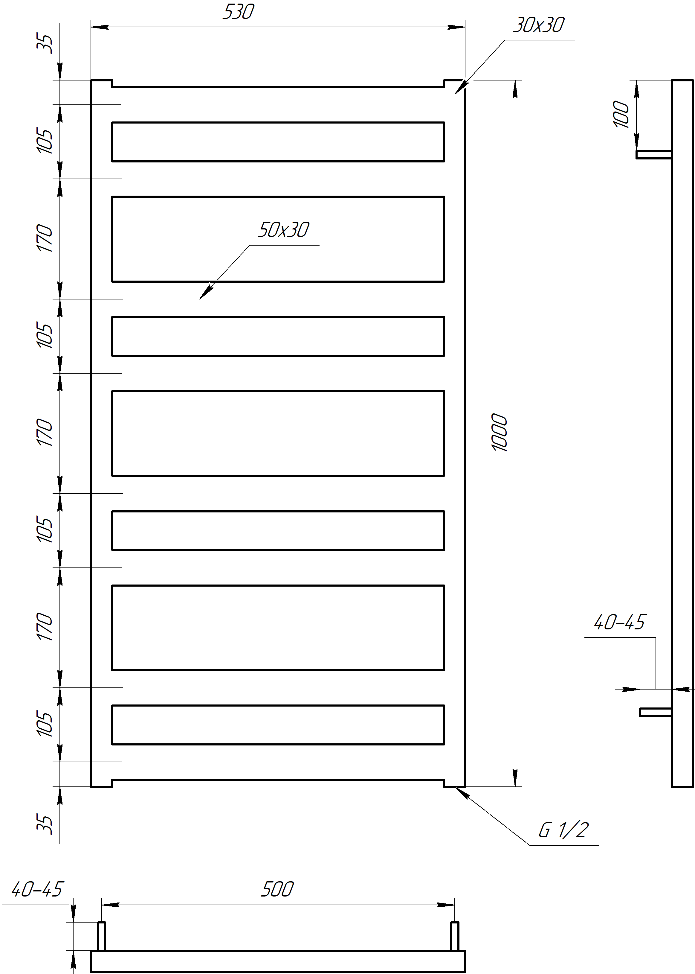 Рушникосушарка водяна Genesis Aqua Fom 100x53 см Чорний (2271-1) - фото 4